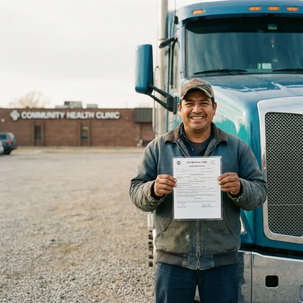 Camionero realizando su examen físico DOT para la licencia CDL en Houston