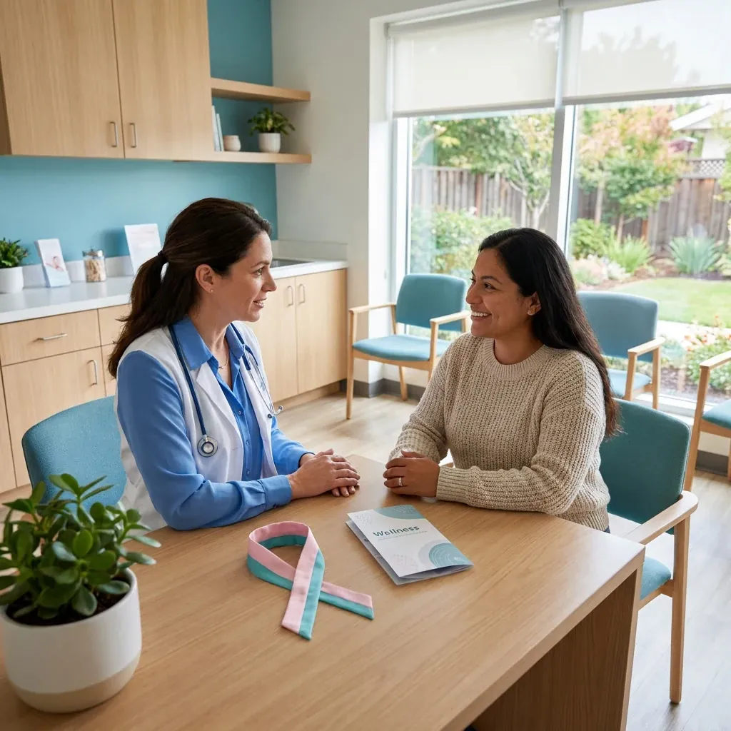 Mujer hispana en una consulta de salud femenina en Houston